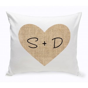 JDS Personalized Gifts Couple Burlap Heart Throw Pillow JMSI2708